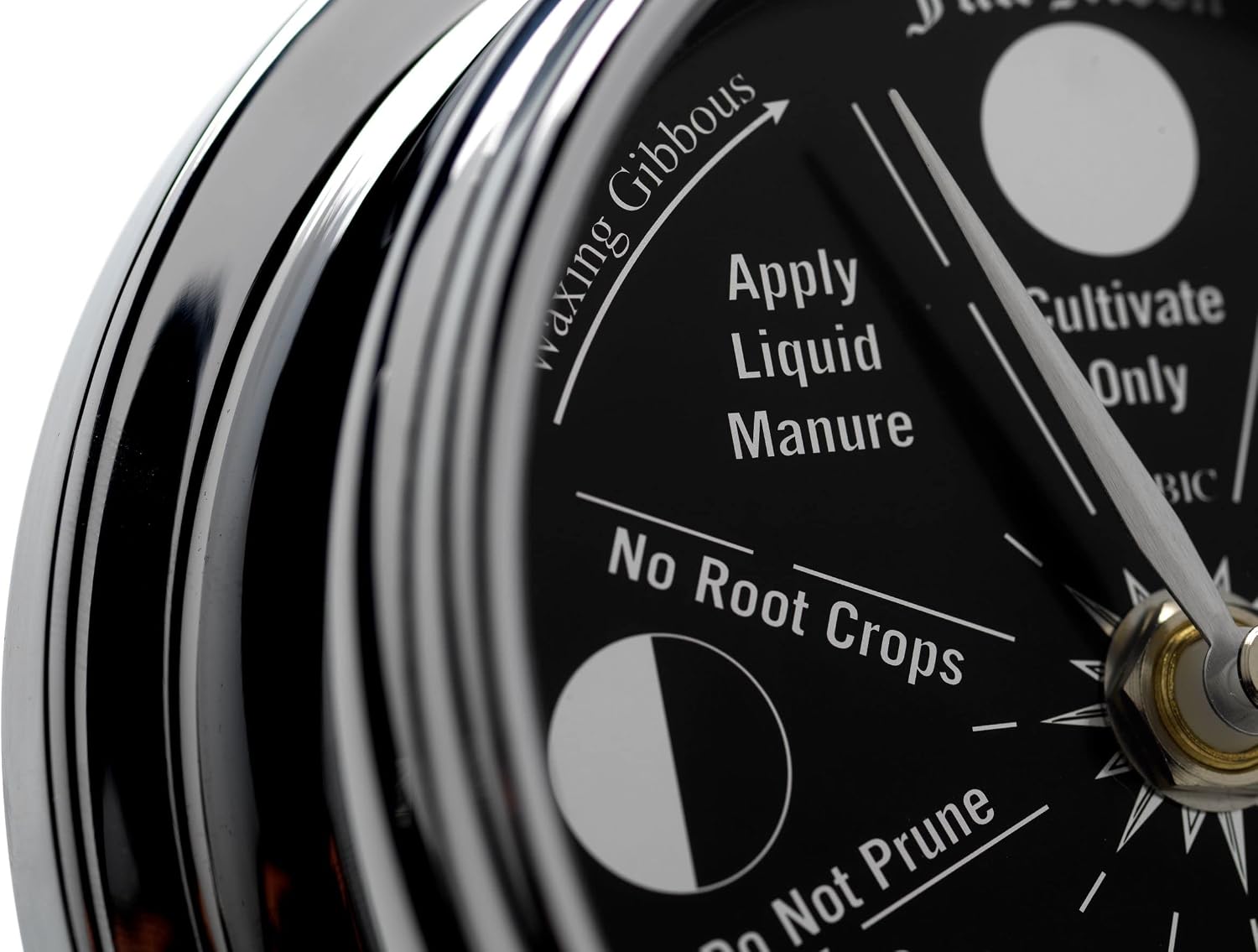 Prestige Chrome Moon Gardening Clock - Lunar Harmony Guide with Moon Clocks -Essential Gardening Tool for Biodynamic & Organic Gardening - Get The Best Results and Transform Your Garden