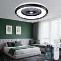 24' Bladeless Ceiling Fan with Light Remote, Low Profile Ceiling Fans with App Control, Smart Modern Ceiling Fans with Lights, 3 Dimmable LED Light for Bedroom, Living Room Back