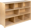 Flash Furniture Hercules Series Wooden 8-Section Classroom Storage Cabinet, School Classroom Storage Cabinet with 8 Cubbies, 36'H, Natural