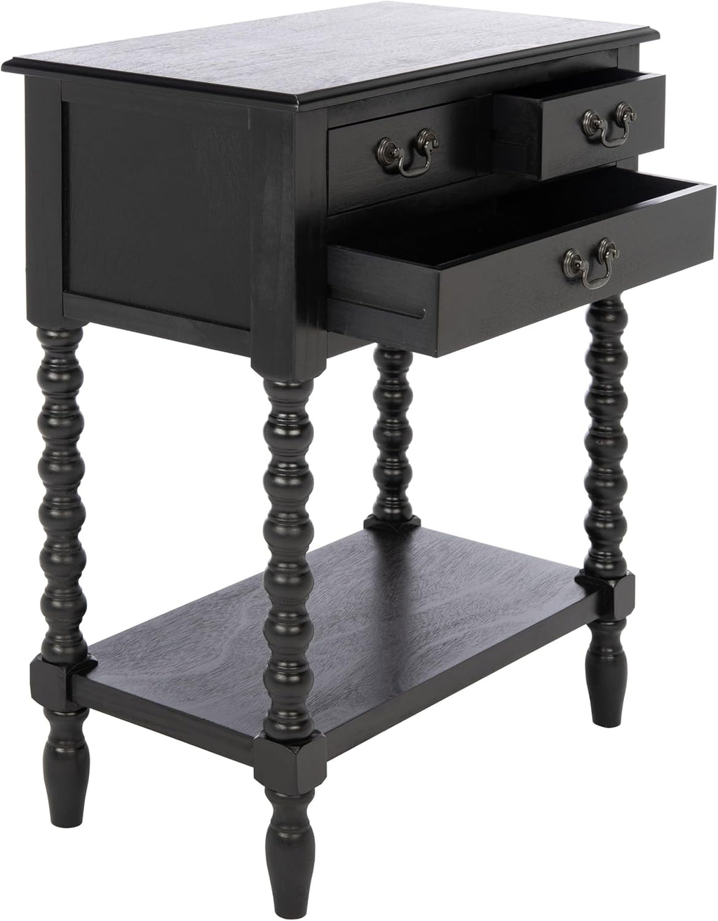 SAFAVIEH Furniture - Athena 3-Drawer Console Table - Black - Solid Wood - Farmhouse Classic Design - Ideal for Entryway, Living Room, Hallway, 23.5' W x 13' D x 29.5' H (CNS5703B)