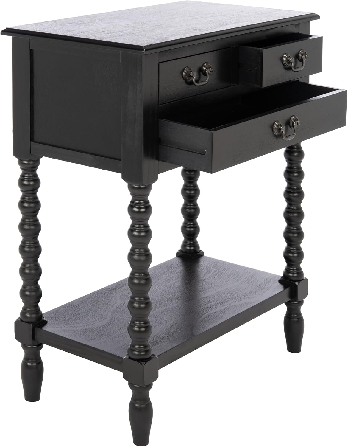 SAFAVIEH Furniture - Athena 3-Drawer Console Table - Black - Solid Wood - Farmhouse Classic Design - Ideal for Entryway, Living Room, Hallway, 23.5' W x 13' D x 29.5' H (CNS5703B)