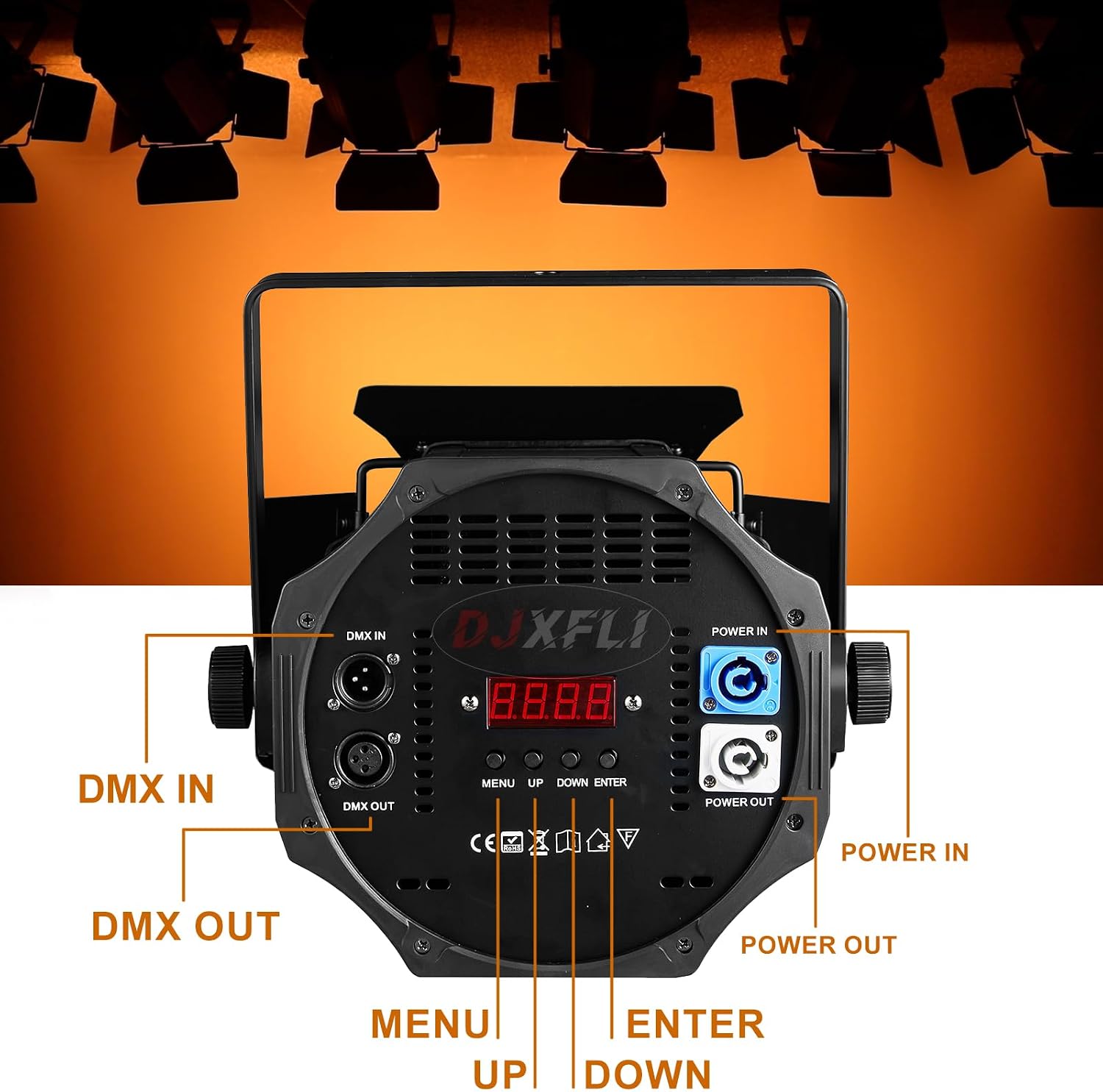 COB Stage Lights with Barn Doors, COB Par Light 200W LED 3500~7500K Warm White & White, DMX512 Master-Slave Sound DJ Lighting Spotlight Fresnel for Church Concert Wedding (2-Colors Style, 1)