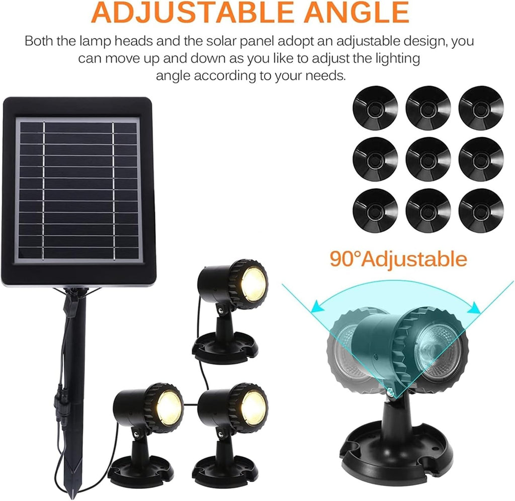 LED Solar Pond Landscape Lamp Outdoor Swimming Pool Underwater Spotlight Lights IP68 Waterproof for Garden Lawn Fountains Decor(3Lamp-White)