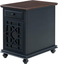 Martin Svensson Home Elegant Chairside End Table with Power — 24″W x 16″D x 25″H, Catalina Blue with Walnut Top — Transitional Painted Accent Table with Flip-Top USB Charging, Drawer & Cabinet Storage