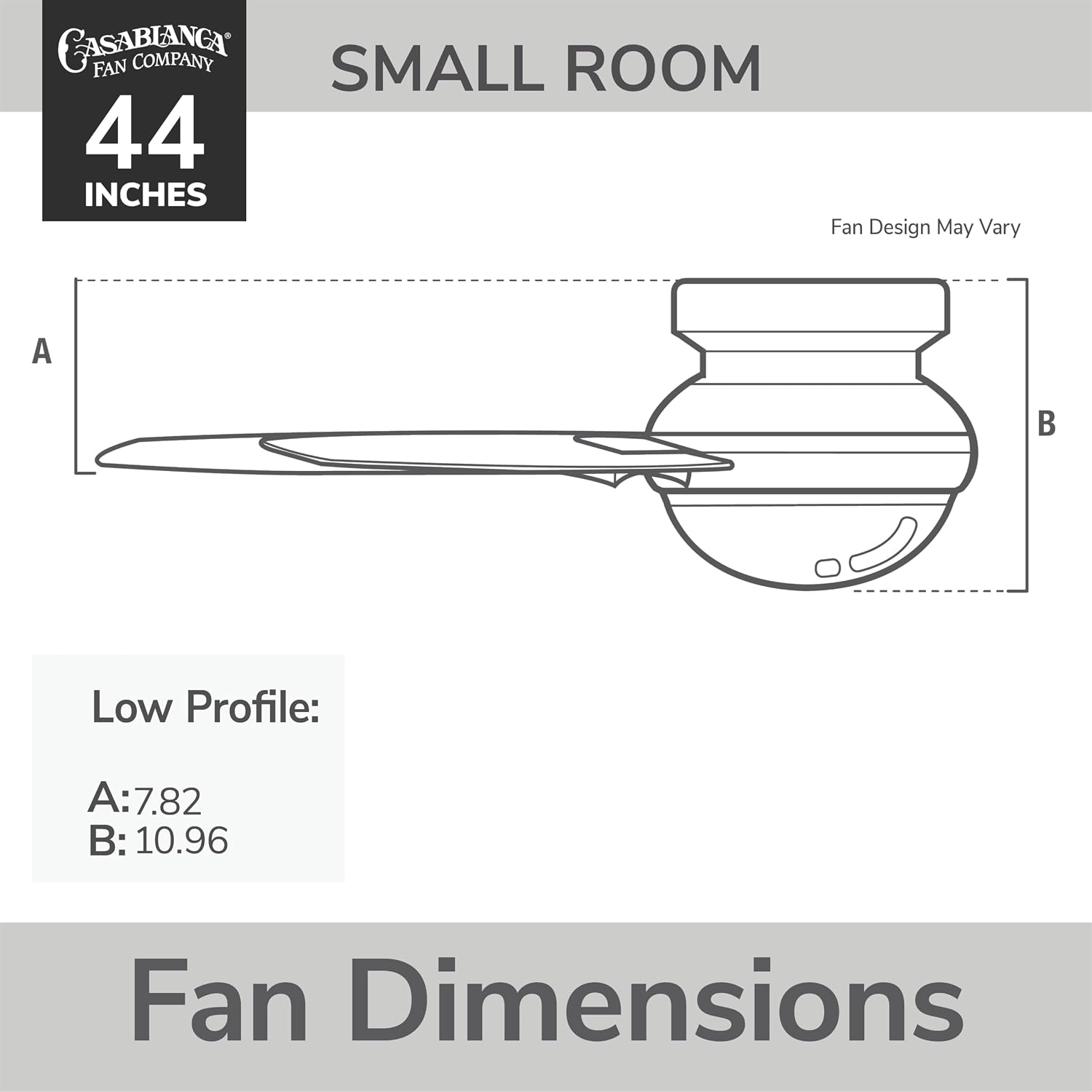 Casablanca 44 inch Indoor Ceiling Fan with LED Light - Low Profile Flush Mount Ceiling Fan for Bedroom, Living Room, or Kitchen, Wall Control, 3 Blades, Includes Bulb - Commodus 59570, Brushed Nickel