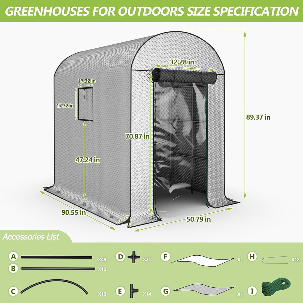 BUKLIYN Greenhouses for Outdoors - 90.5'' × 50.8'' × 89.3'' Walk in Plant Greenhouses,Double-Layer Covering - PVC Film and Cotton Film, Suitable for All Seasons