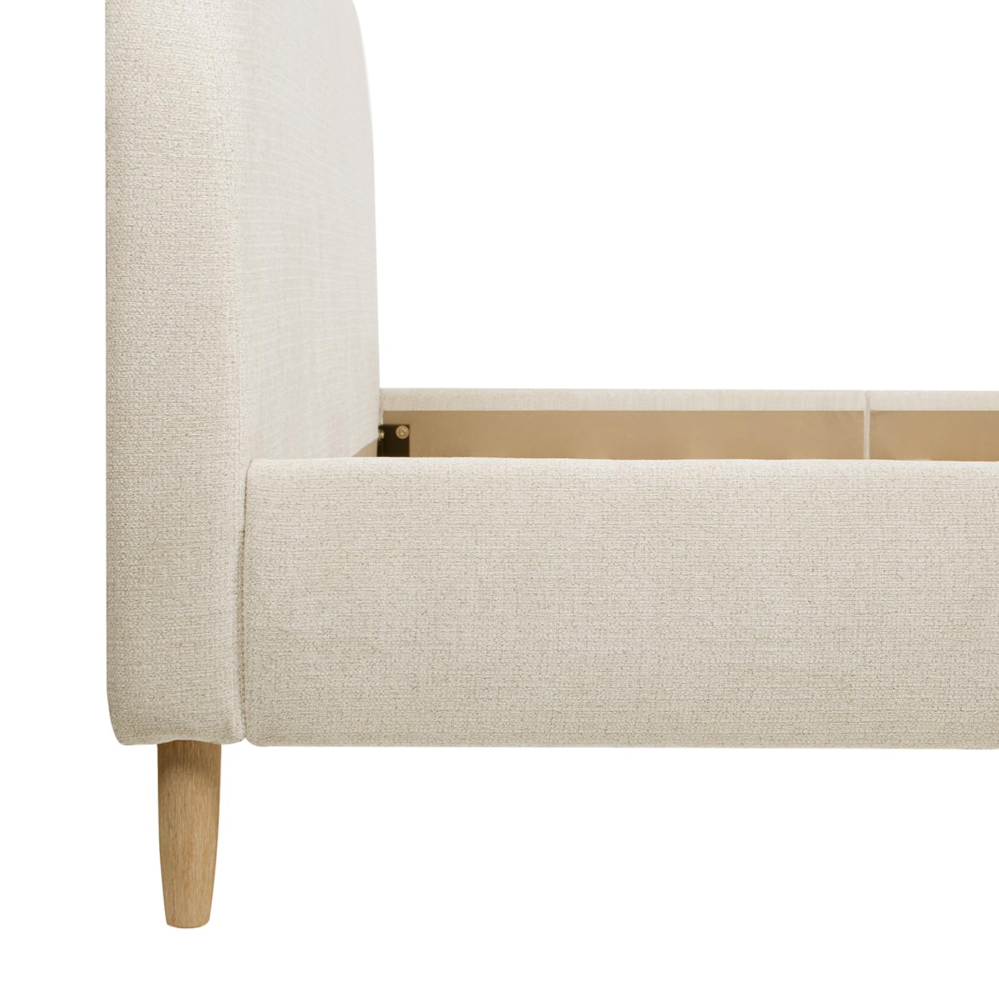 Jennifer Taylor Home Roman Curved Headboard Upholstered Platform Bed, Queen, Oatmeal Light Beige Chenille