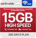 Infimobile Prepaid Unlimited Plan: 12 Months | 15GB High-Speed Data Per Month | Unlimited Data Talk & Text | Prepaid Plan eSIM USA, Quick Activation | Nationwide Coverage | 4G, 5G Network (T-Network)