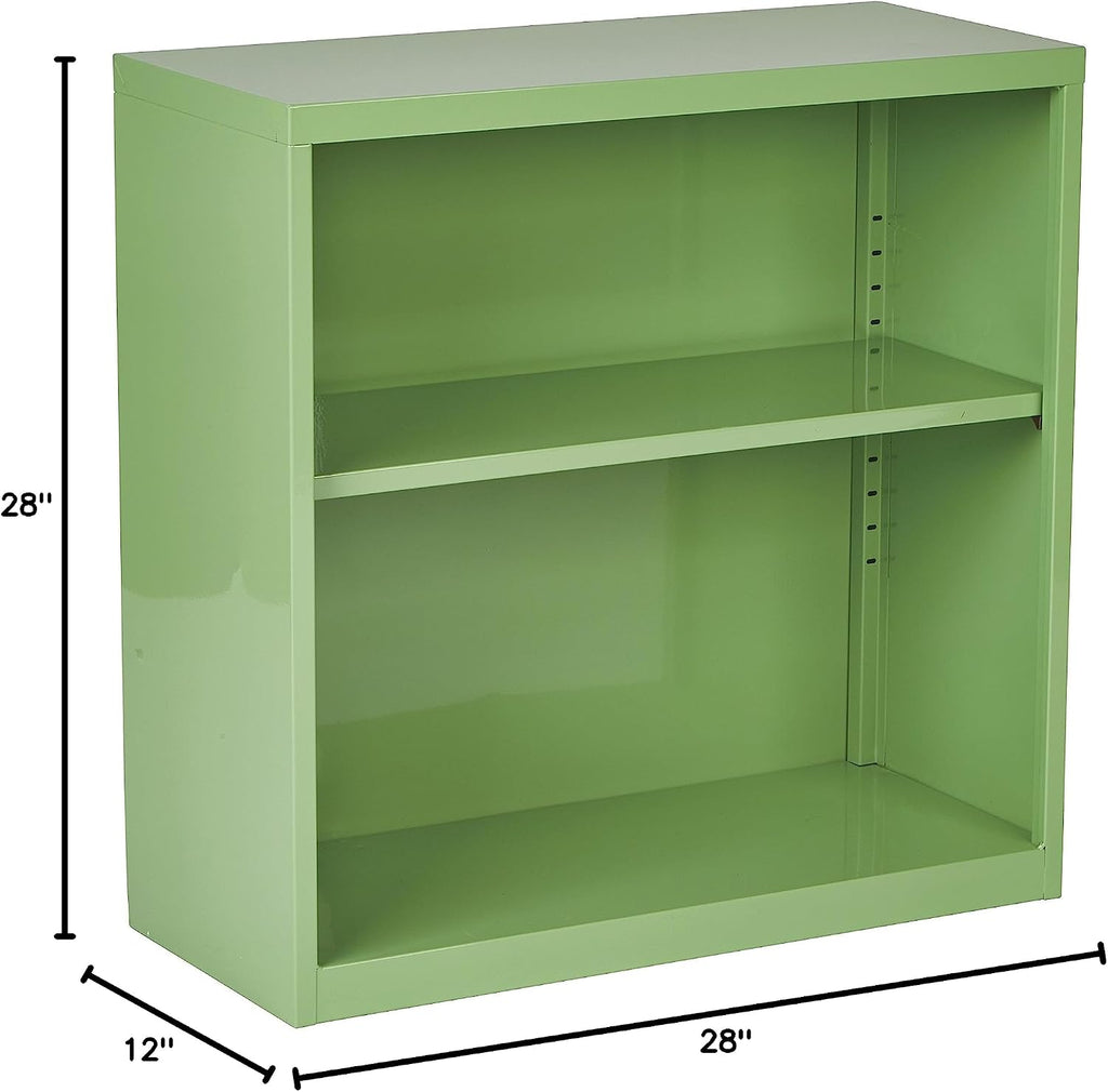 OSP Home Furnishings Metal Bookcase with 1 Adjustable Shelf, Green Finish