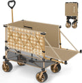 Whitsunday Double Decker Wagon, Heavy Duty Foldable Large Beach Wagon Cart with All-Terrain Big Wheels for Sports,Camping,Outdoor Yellow