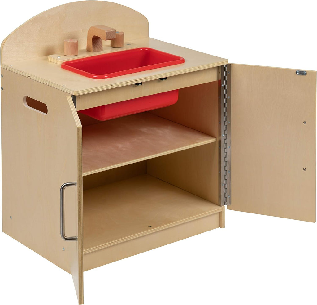 Flash Furniture Hercules Children's Wooden Kitchen Sink for Commercial or Home Use - Safe, Kid Friendly Design