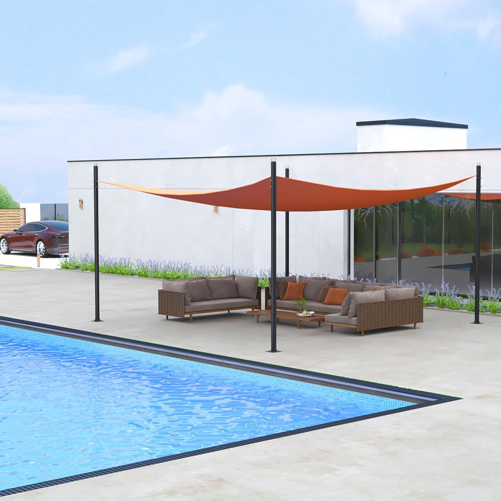 2 Pack 10Ft Shade Sail Poles, Heavy Duty Sun Shade Poles with D-Ring Clamps, Metal Post Pole Kit for Sun Shade Sail String Light Garden Yard Backyard Ground Grassland
