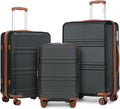 Kono 3 Piece Luggage Sets with Spinner Wheels TSA Lock Lightweight PC+ABS Hardside Travel Rolling Suitcases 20in 24in 28in Carry on Apricot Grey