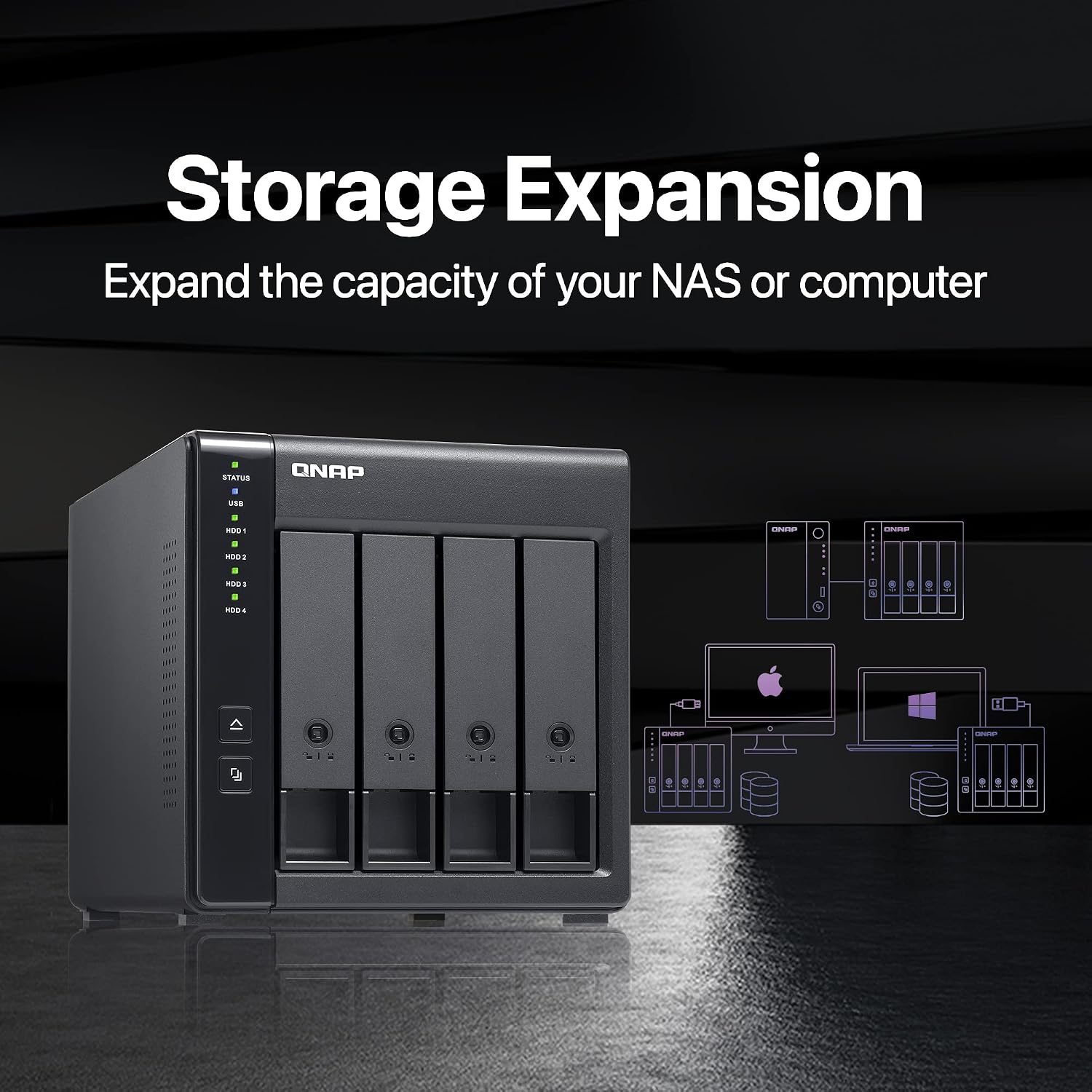QNAP 4 Bay DAS (USB Type-C) with 12TB Storage Capacity, Preconfigured RAID 5 Seagate IronWolf HDD Bundle (TR-004-44R-US)