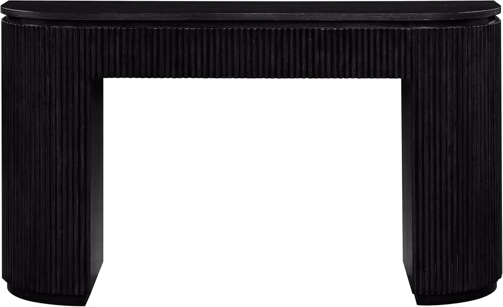 Meridian Furniture 818Black-T Astrid Collection Modern | Contemporary Vanity/Desk/Console Table with Rich Black Finish, Solid Wood and Oak Veneer, Fluted Wood, 52' W x 14' D x 30' H, Black