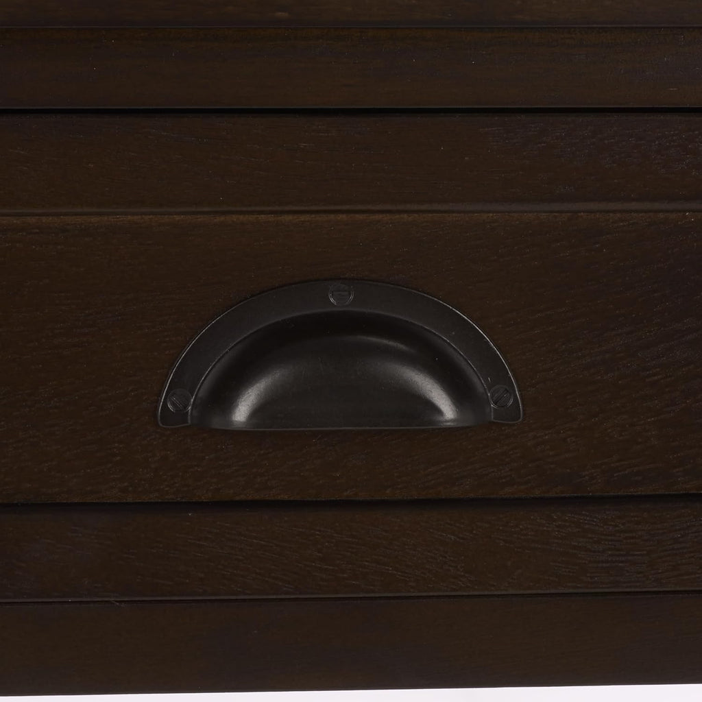 SAFAVIEH Home Collection – Christa Dark Chocolate Console Table, 3-Drawer Storage with Natural Basket Drawers, Coastal Entryway Design (AMH5737F)