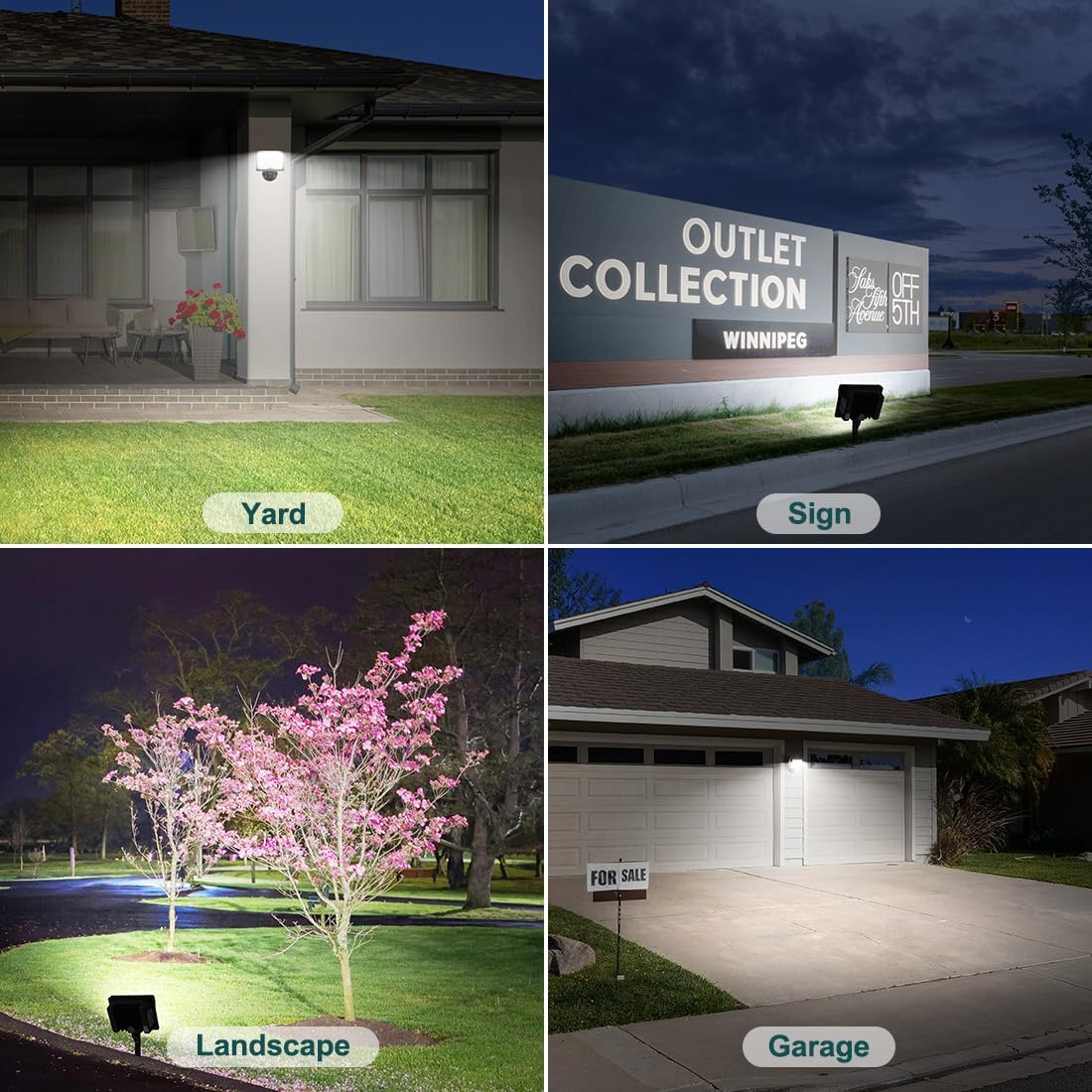 kadision 55W LED Flood Light with Dusk-to-Dawn Photocell, 3000K/4000K/5000K Selectable, 120V 6600lm IP65 Waterproof Knuckle Mount Outdoor Security Lights, ETL Listed, 4-Pack
