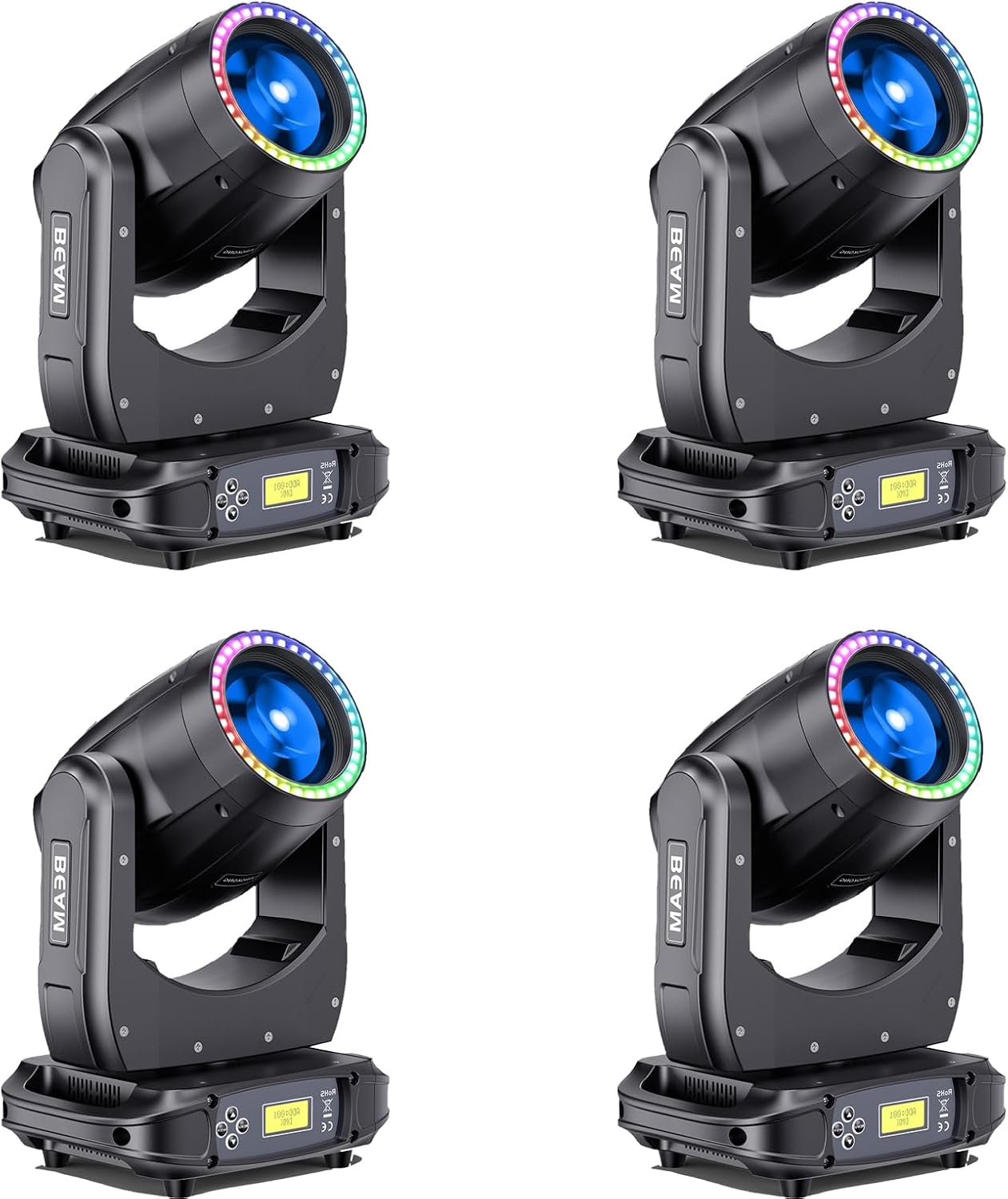 U`King 4Pcs 150W Moving Head Lights DJ Lights Spotlights 15 Gobos 13 Colors 16 Channels DMX 512 with Sound Activated for Stage Lighting Wedding Party