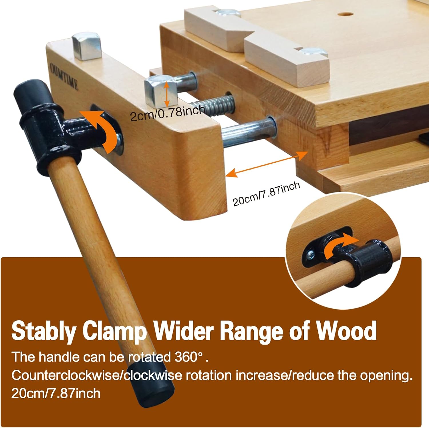 Portable Workbench,The Bench Vise is Made of Hard Beech.Woodworking Vise Contains Wood Clamp, 4 Bench Dogs and 2 Clips,Wood Workbench top Workbench Vice Tools is Suitable for Garage Studios