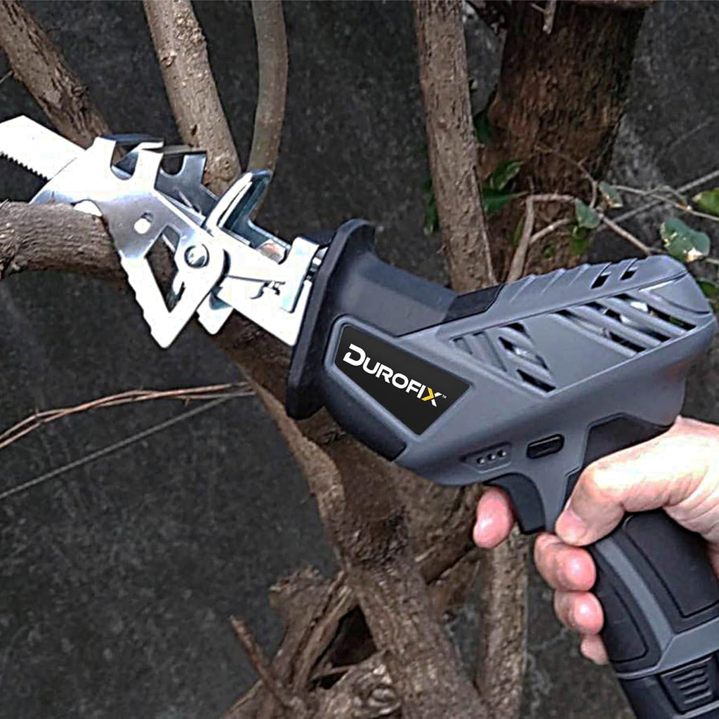 Durofix RJ1217-P2G G12 Series 12V Cordless Mini Reciprocating Saw Kit w/ 2 Batteries & Charger, 6-Interchangeable Saw Blades & Canvas Bag