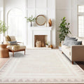 Garvee Washable Large Area Rug 8x10 Modern Solid Living Room Rug Bordered Rugs for Bedroom Neutral Carpet 8x10 Rugs for Farmhouse Dining Room Non-Slip Stain Resistant Under Table White Rug
