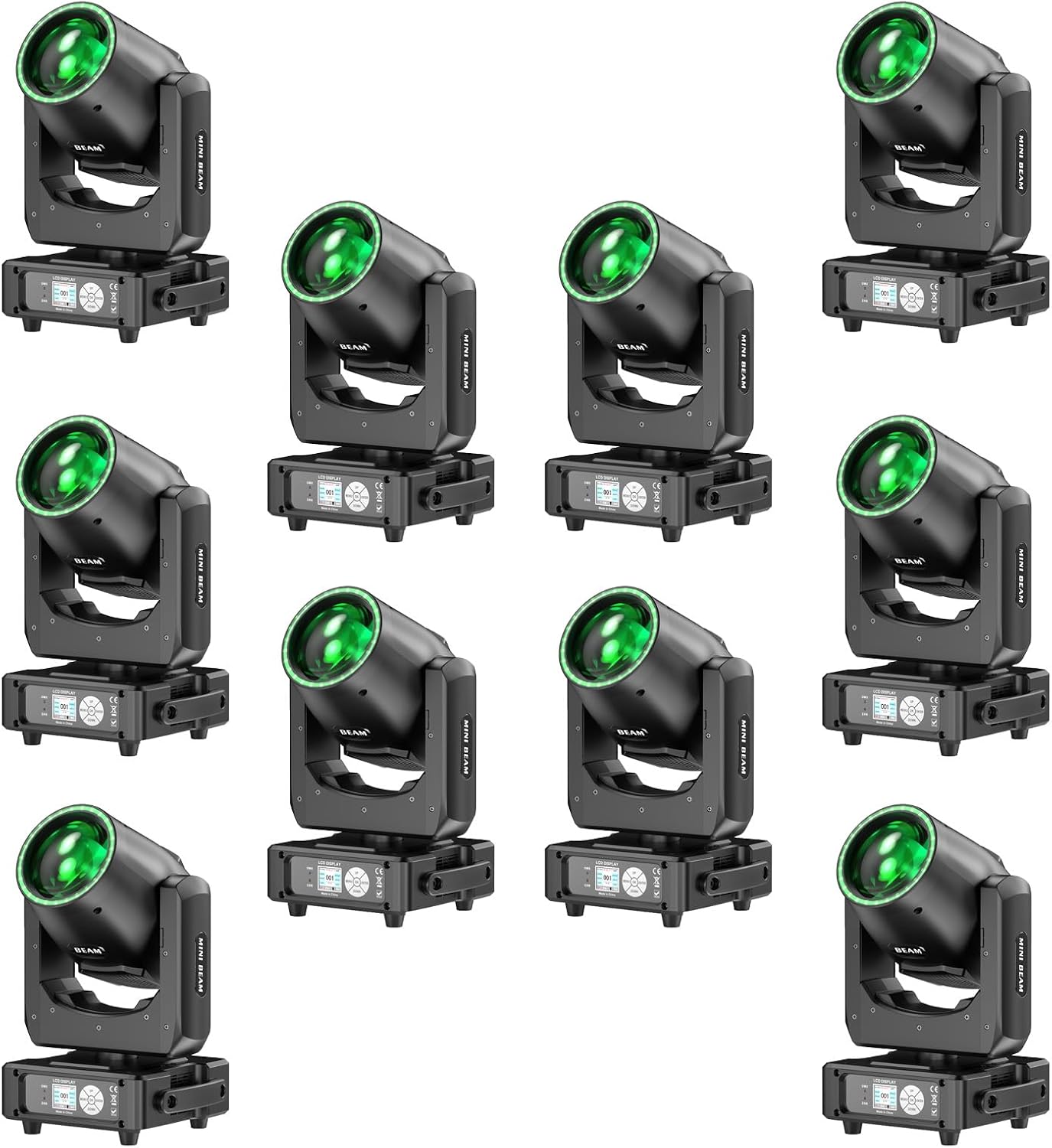 10Pack 230W 7R Moving Head Light with RGB Halo Strip,Ultra-Bright 230,000 Lux 48-Facet Prism 15 Gobos 14 Colors Stage Light DMX512 Sound Activated Beam DJ Lights for Concert Large Venue Touring