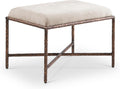 Meridian Furniture 22063Beige Valley Collection Modern | Contemporary Bench with Soft Beige Chenille Fabric, Brushed Bronze Forged Iron Metal Legs and Frame, 25' W x 18' D x 18' H, Beige
