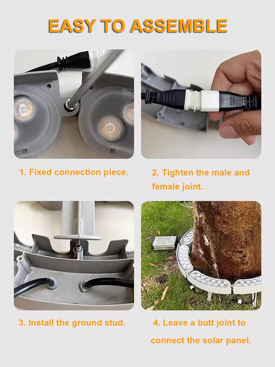 Outdoor Landscape Spotlights Solar Lights Outdoor, LED Yard Lighting Uplight Landscape Spotlights, Ring Tree Light, Easy to Assemble(Gold Light,Pack of 7)
