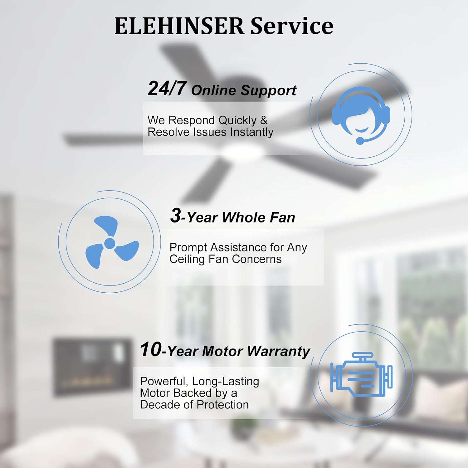 ELEHINSER 52 Inch Flush Mount Ceiling Fan with Lights, Low Profile Modern Ceiling Fan with Remote, Quiet DC Motor, 6-Speed, 3CCT,Timer, 5 Solid Wood Blades, Black