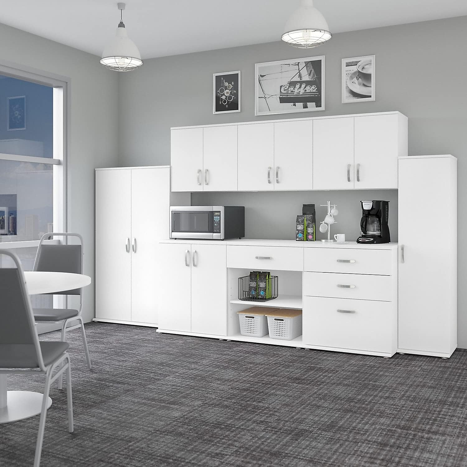 Bush Business Furniture Universal Floor Storage Cabinet with Drawers in White