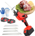 Electric Bone Saw Machine, Cordless Reciprocating Saw with 3 Ah Rechargeable Battery, for Bone/Meat/Wood/Metal/PVC Cutting, with 4 Saw Blades, LED Auxiliary Light, Home/Commercial