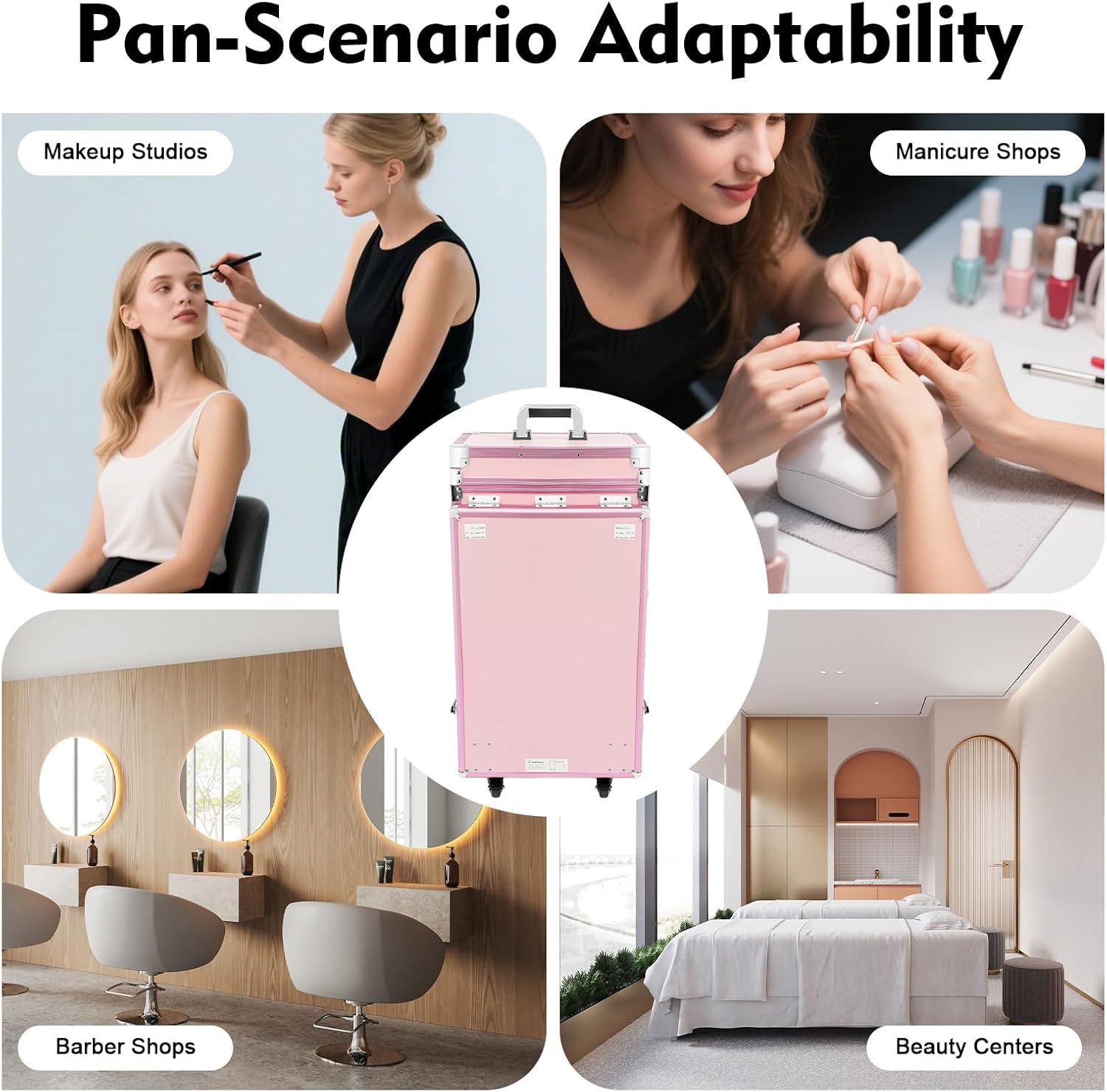 Rolling Manicure Table Train Case with 4 Universal Wheels,Professional Makeup Suitcase With Drawers & Unfold Table,2 Built-In Music Speakers,Travel Cosmetic Storage Train for Makeup Artist,Hairstylist