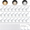 GU10 Track Lighting Fixtures, White Plug in 3CCT Complete Kit with 6 * 3.28FT H Track Rails and 24 Track Light Heads, 120V Brightness Dimmable Ceiling Spotlight Fixture for Accent Lighting