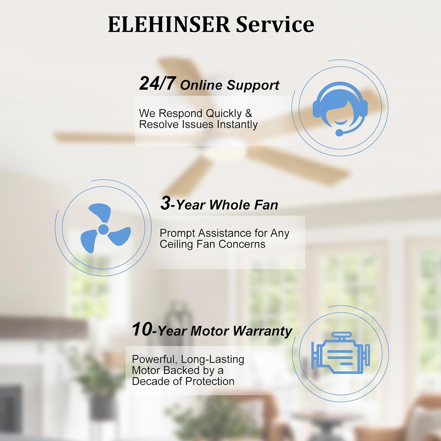 ELEHINSER 52 Inch Flush Mount Ceiling Fan with Lights, Low Profile Modern Ceiling Fan with Remote, Quiet DC Motor, 6-Speed, 3CCT,Timer, 5 Solid Wood Blades, White+Light Wood