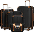 LARVENDER Luggage Sets 6 Piece Suitcases with Wheels, Expandable Suitcase Set ABS Hard Shell Luggage for Women with TSA Lock Double Spinner Wheels (Black Brown, 6 Piece Set)
