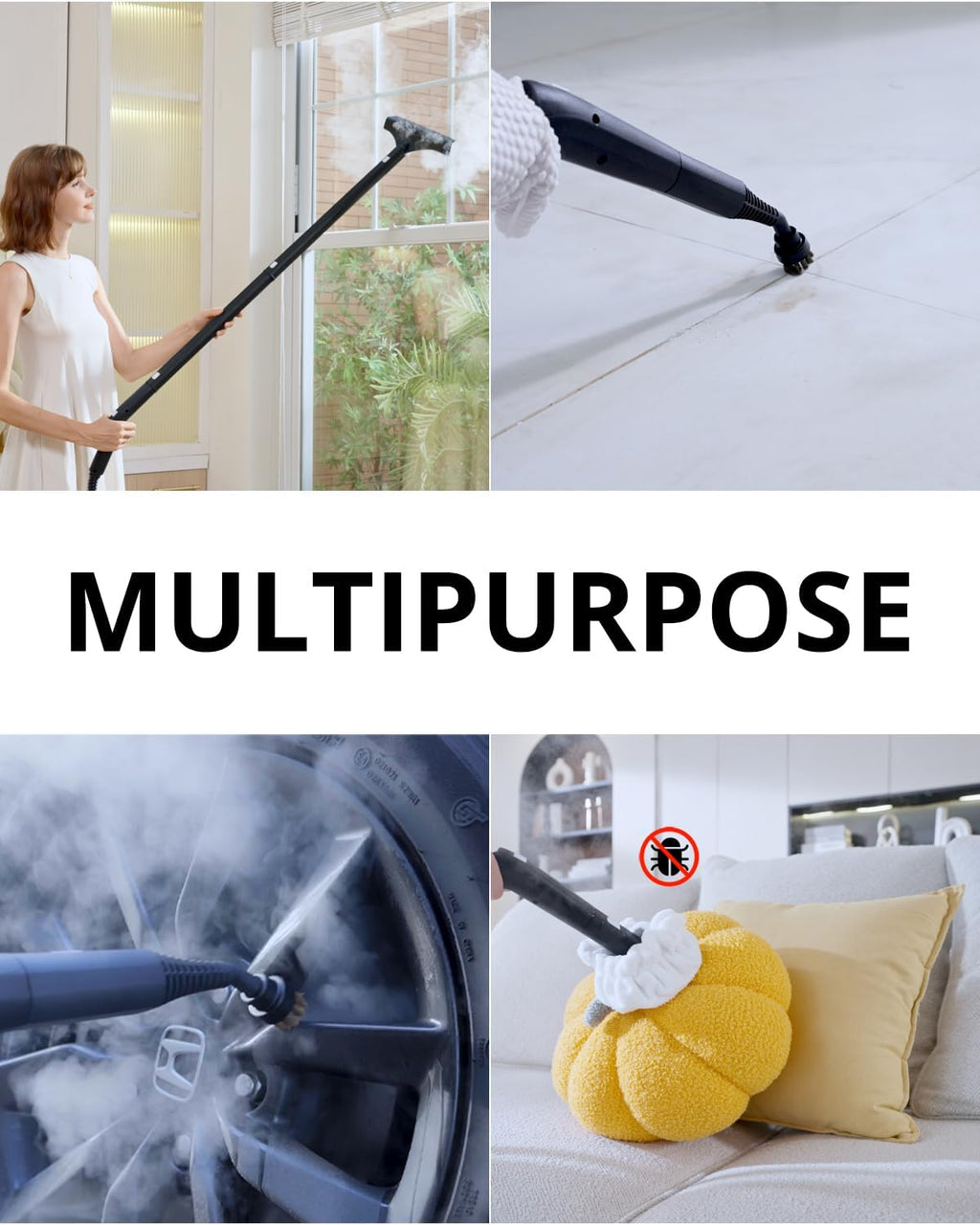 Steam Cleaner for Home Upholstery Grout Floor Bathroom Car Cleaning | 40s Fast Heating, 2.5L No Pressurized Large Tank, 21 PCS Kit, No Cooling & Refill Anytime, Detachable Hose & Easy to Store