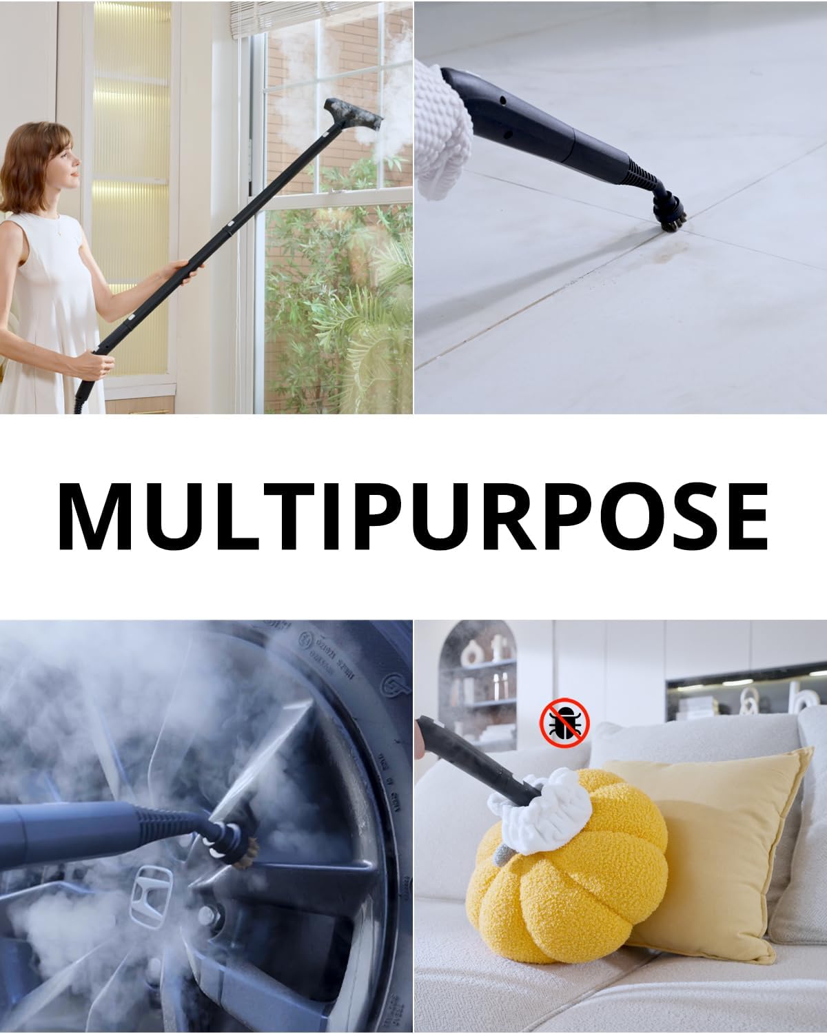 Steam Cleaner for Home Upholstery Grout Floor Bathroom Car Cleaning | 40s Fast Heating, 2.5L No Pressurized Large Tank, 21 PCS Kit, No Cooling & Refill Anytime, Detachable Hose & Easy to Store