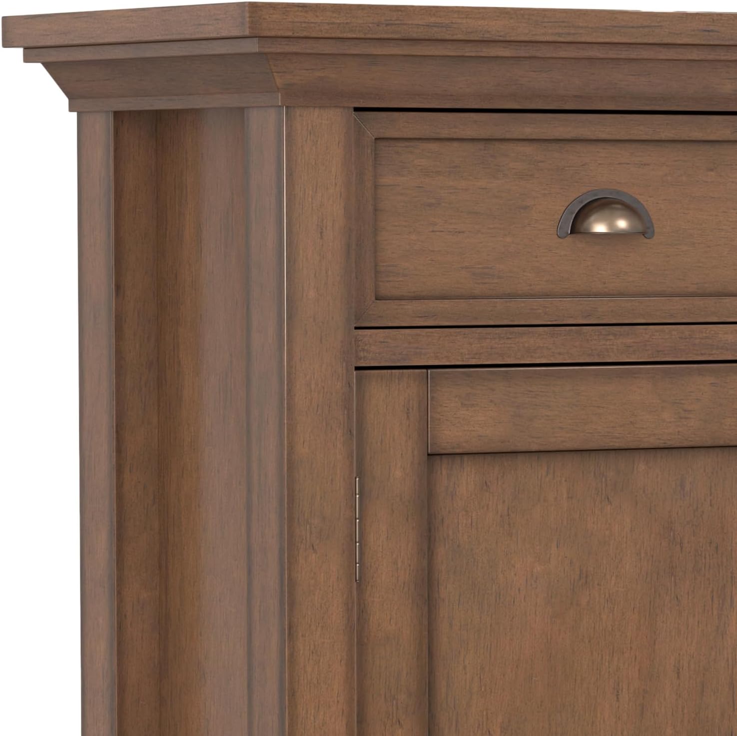 SIMPLIHOME Redmond Storage Cabinet - 36 inch Wide Solid Wood 2-Shelf Entryway Storage Cabinet in Rustic Natural Aged Brown, Transitional Accent Cabinet for Entryway with Drawers and Adjustable Shelves