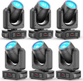 6 Pack 150W Moving Head Lights,Beam/Spotlight/Strobe/Wash Stage Lighting 8 Gobos 8 Colors 18-Facet Prisms DMX512 Sound Activated for DJ,Wedding,Party,Live Show,Disco Events
