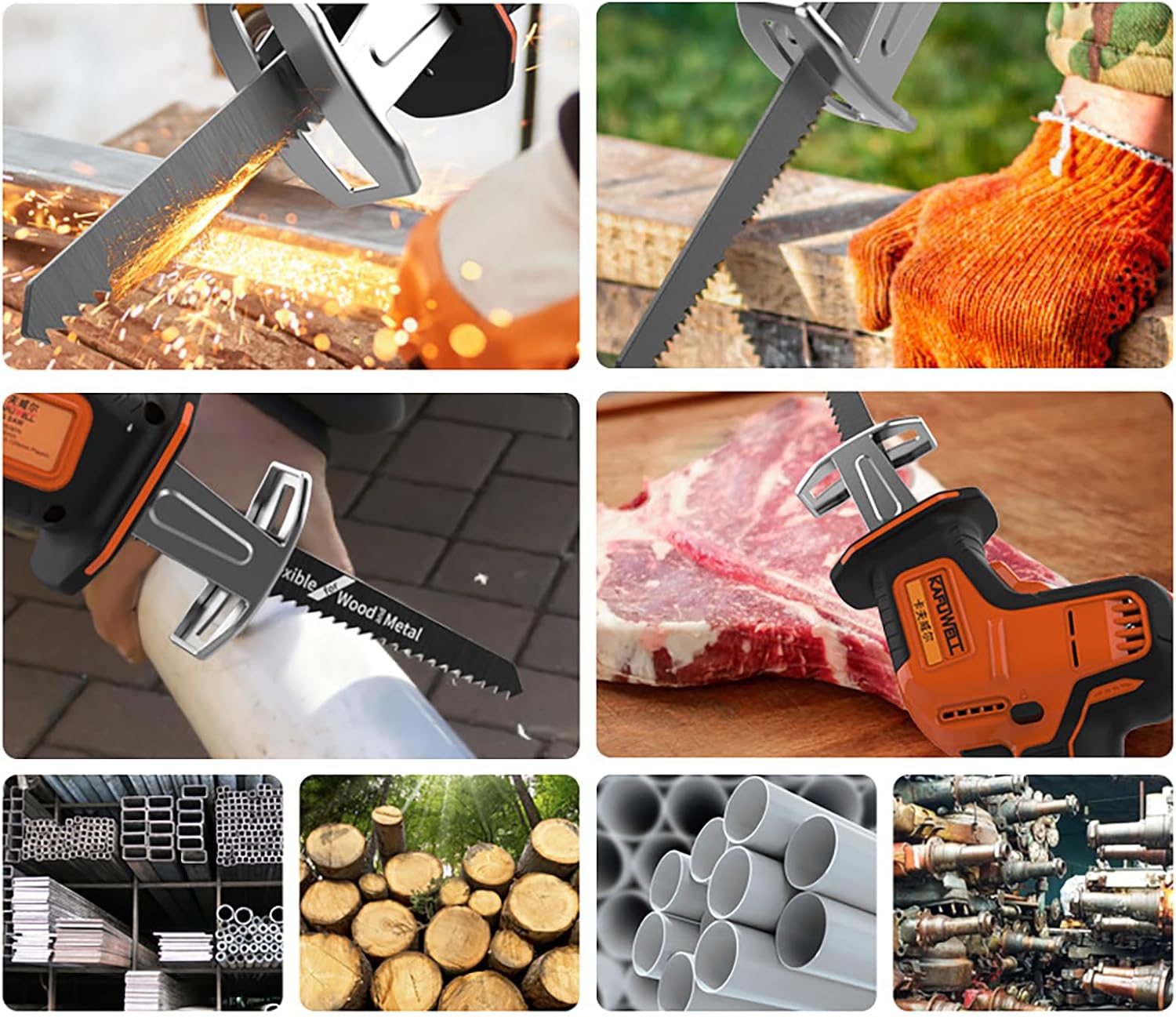 Cordless Reciprocating Saw - Portable Power Hand Saw, Quick Tool-Free Blade Change, With 1/2 Batteries And 2 Blade For Metal, Wood, Pvc Pipe Cutting (2 batteries)