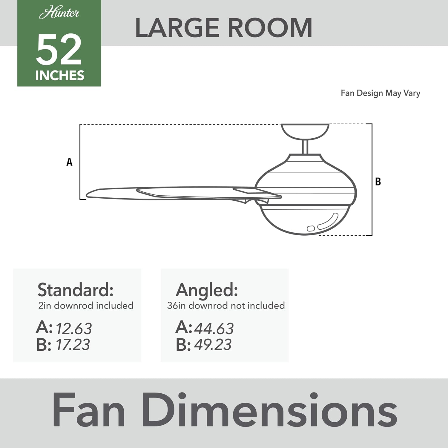Hunter 52 inch Indoor Ceiling Fan with LED Light - Black Ceiling Fan with Pull Chain, For Bedroom, Living Room, or Kitchen, Standard Mount, No Remote, 4 Blades - Beck 54215, Matte Black