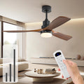 Sofucor 52 Inch Ceiling Fans with Lights and Remote, Low Profile Wood Ceiling Fan with Light Dimmable/Timer 6-Speed Reversible DC Motor for Bedroom Living Room Indoor Outdoor