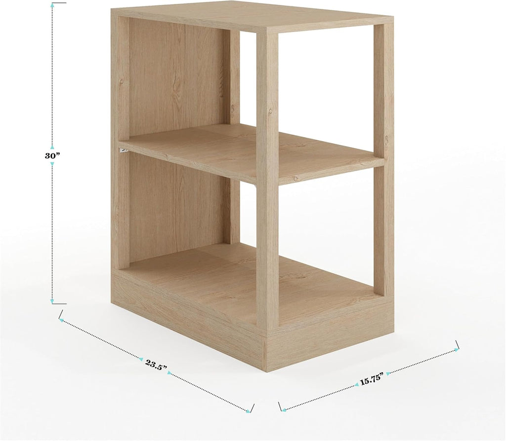 Martha Stewart Kayden Home Office Modular 2-Tier Bookshelf with Open Storage and 2 Shelves in Light Natural
