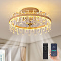 20' Crystal Ceiling Fans with Lights Remote Control Dimmable 6 Speeds Reverible Timer Gold Fandelier for Bedroom Dining Room Living Room