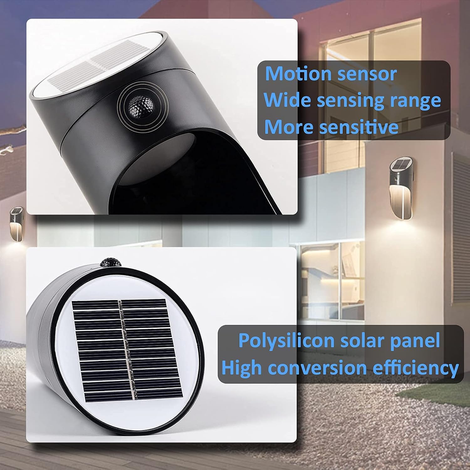 Outdoor Solar Wall Lights with Motion Sensor Weatherproof IP65 Outside Wall Lamps LED Warm White 3000K Wall Sconces for Garden