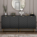 Scurrty Sideboard Buffet, Buffet Cabinet with Storage Set of 2, Sideboard Storage with Adjustable Shelf, Accient Cabinet for Living Room, Kitchen, Black