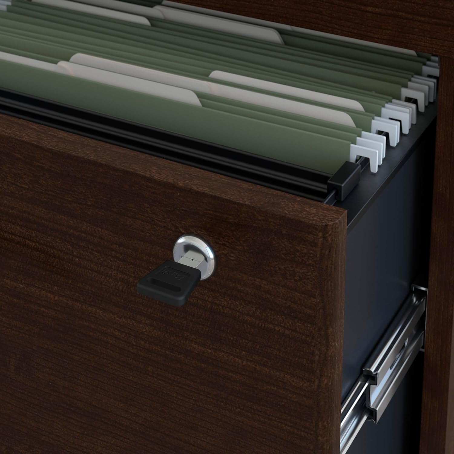 Bush Business Furniture Series C 2 Drawer Lateral File Cabinet in Mocha Cherry, Locking Document Storage for Home or Professional Office
