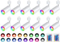 GU10 Track Lighting Fixtures, White RGB 12-Pack Track Light Heads, 120V Colour-Changing Ceiling Spotlight Fixture with IR Remote for Living Room, Home Parties, Nightclubs