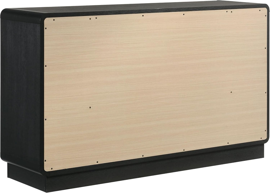 Coaster Home Furnishings - Cavelle - Wood - 6-Drawer Dresser with Mid-Century Modern Style, Gold Ball Knobs, Metal Extension Glides, Rounded Corners - Bedroom - Black - 223663