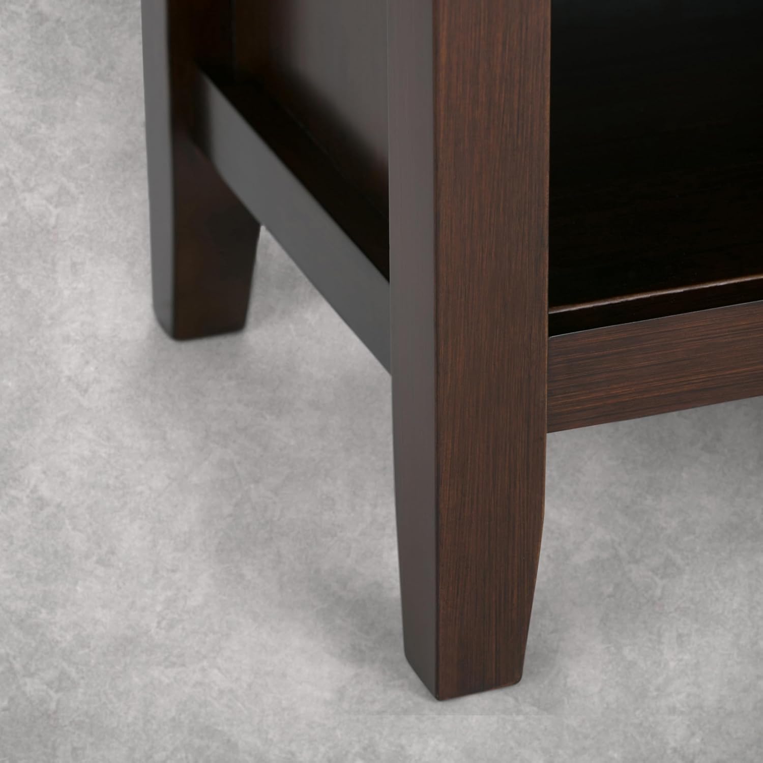 SIMPLIHOME Artisan Bedside Table - 24 inch Wide Solid Wood Nightstand Table in Autumn Brown, Contemporary Side or End Table with 1 Drawer, Open Shelf Storage and Bronze Knobs